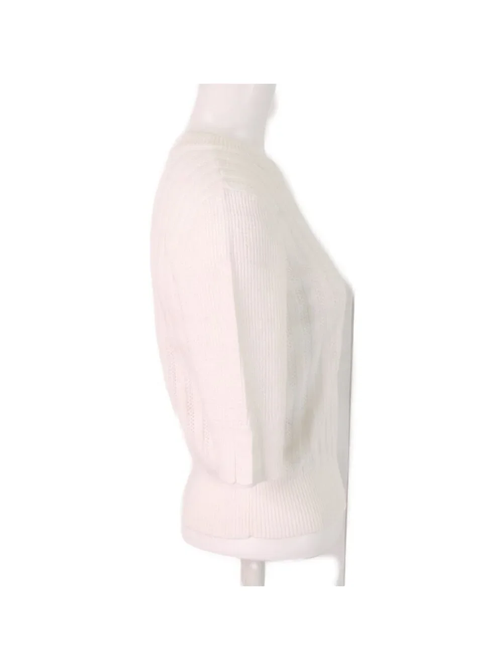Chanel CC Logo Cotton Half Sleeve Knit Sweater 36